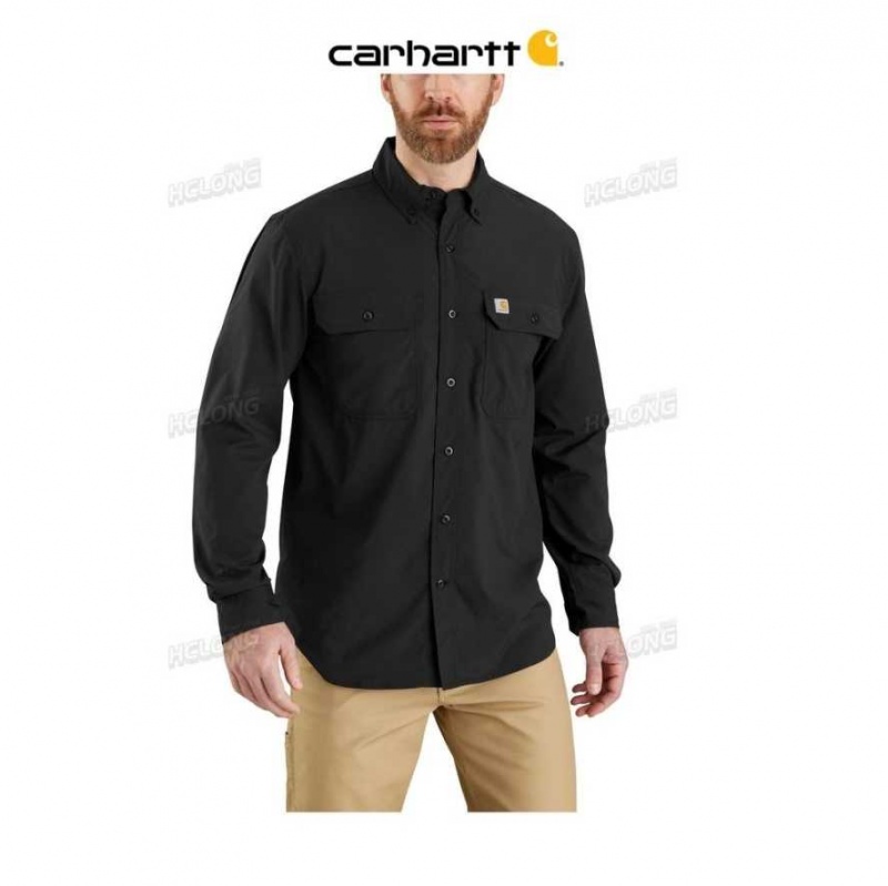 Carhartt Force Relaxed Fit Lightweight Long- Sleeve Shirt Black | TH0002491