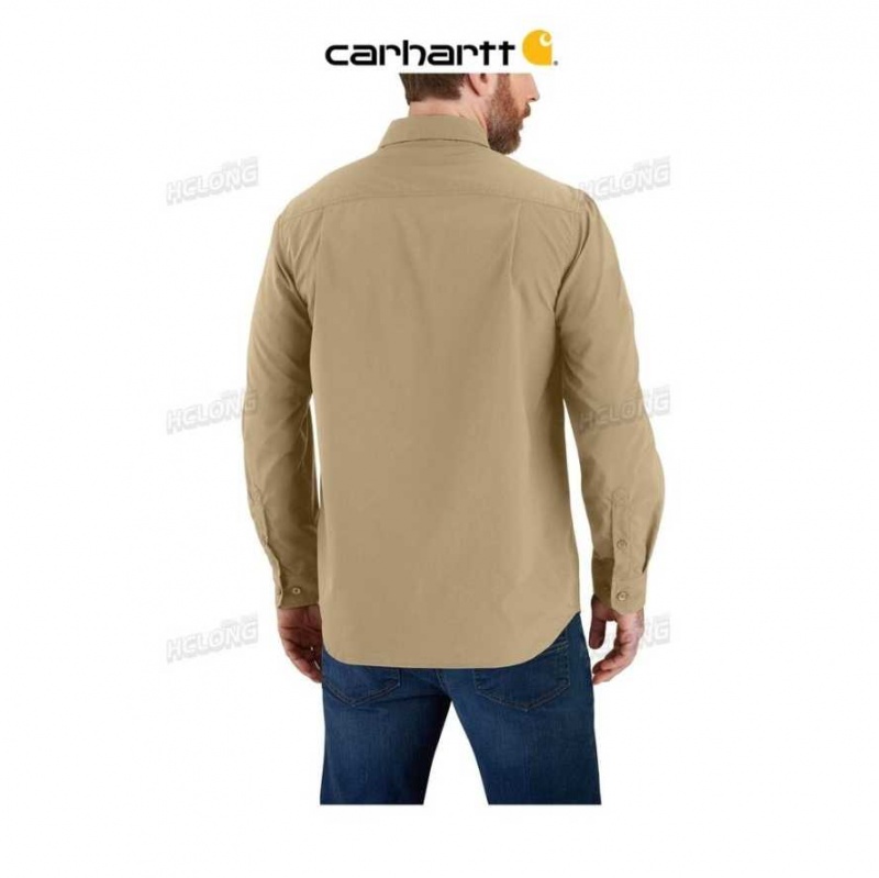 Carhartt Force Relaxed Fit Lightweight Long- Sleeve Shirt Dark Khaki | TH0002492