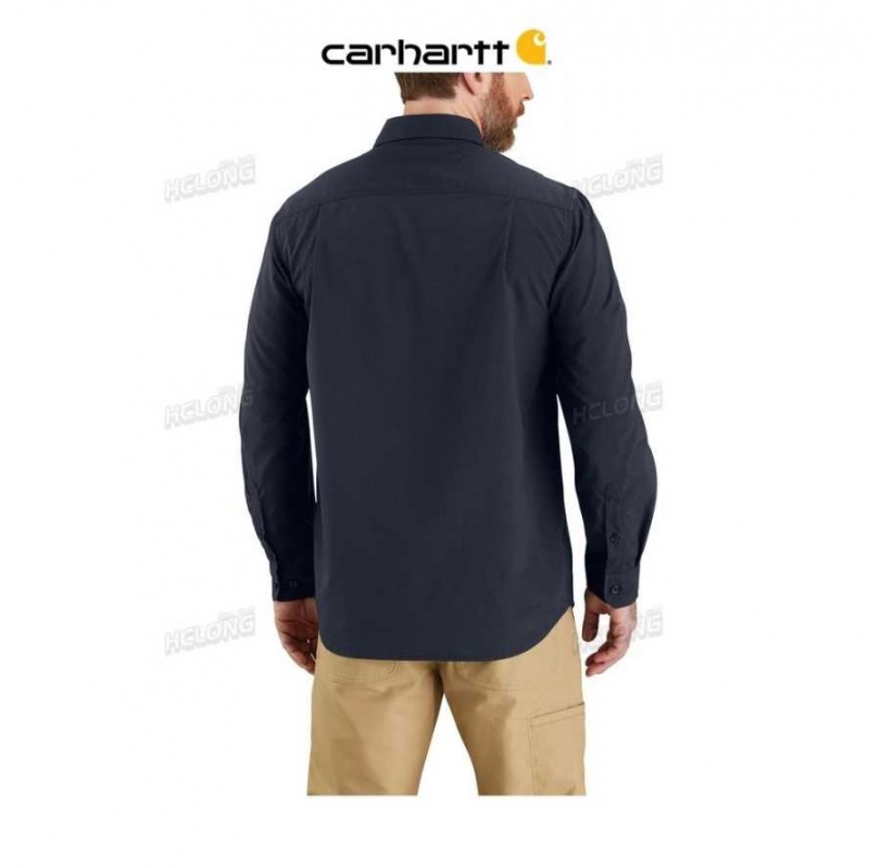 Carhartt Force Relaxed Fit Lightweight Long- Sleeve Shirt Navy | TH0002494