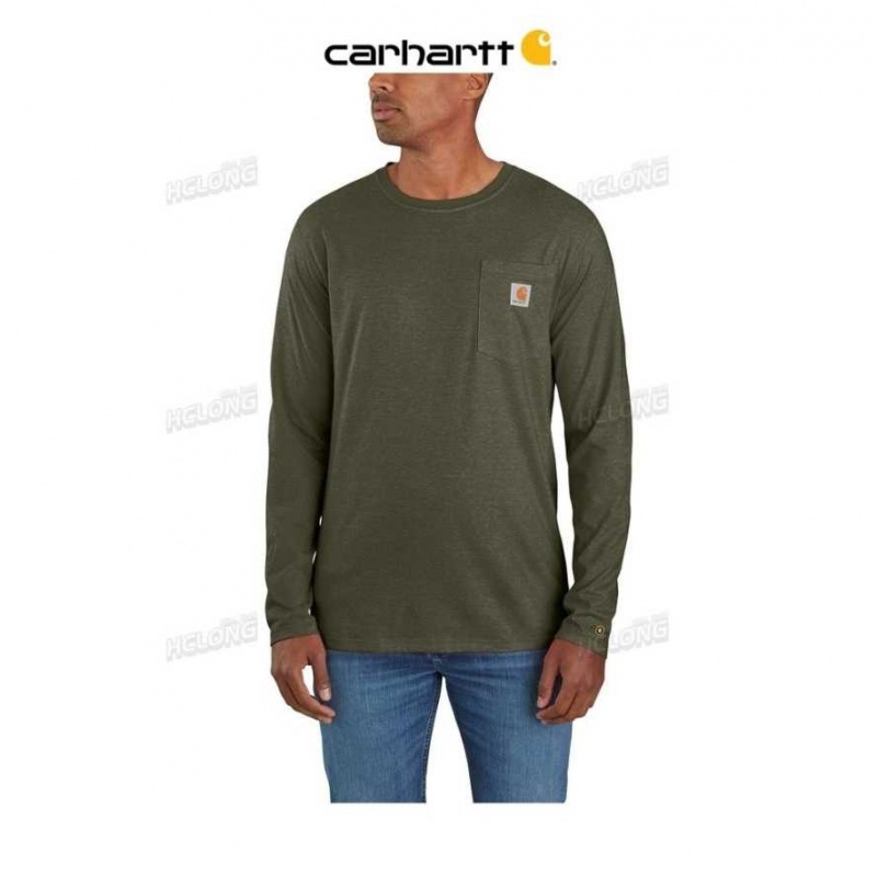 Carhartt Force Relaxed Fit Midweight Long-Sleeve Pocket T-Shirt Basil Heather | TH0002473