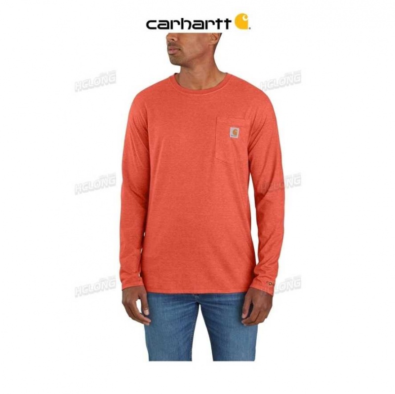 Carhartt Force Relaxed Fit Midweight Long-Sleeve Pocket T-Shirt Desert Orange Heather | TH0002475