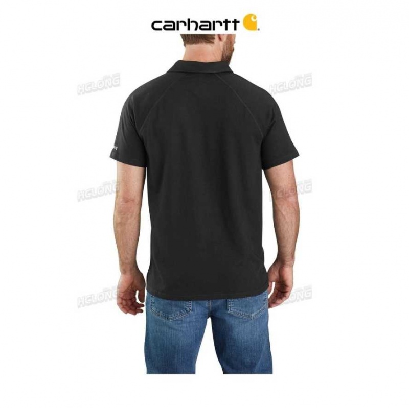 Carhartt Force Relaxed Fit Midweight Short-Sleeve Pocket Polo Black | TH0002426