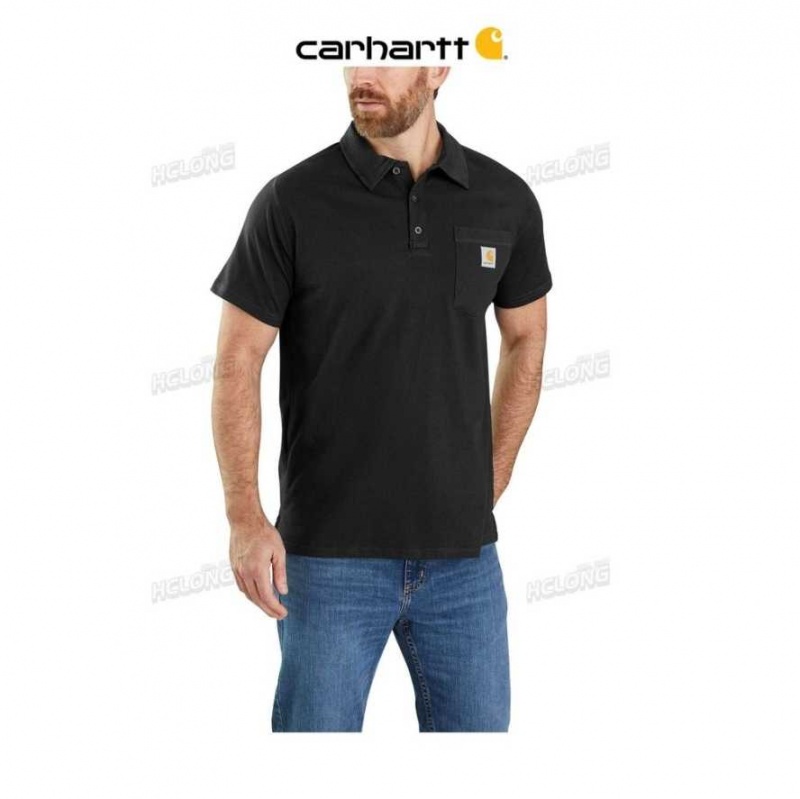 Carhartt Force Relaxed Fit Midweight Short-Sleeve Pocket Polo Black | TH0002426