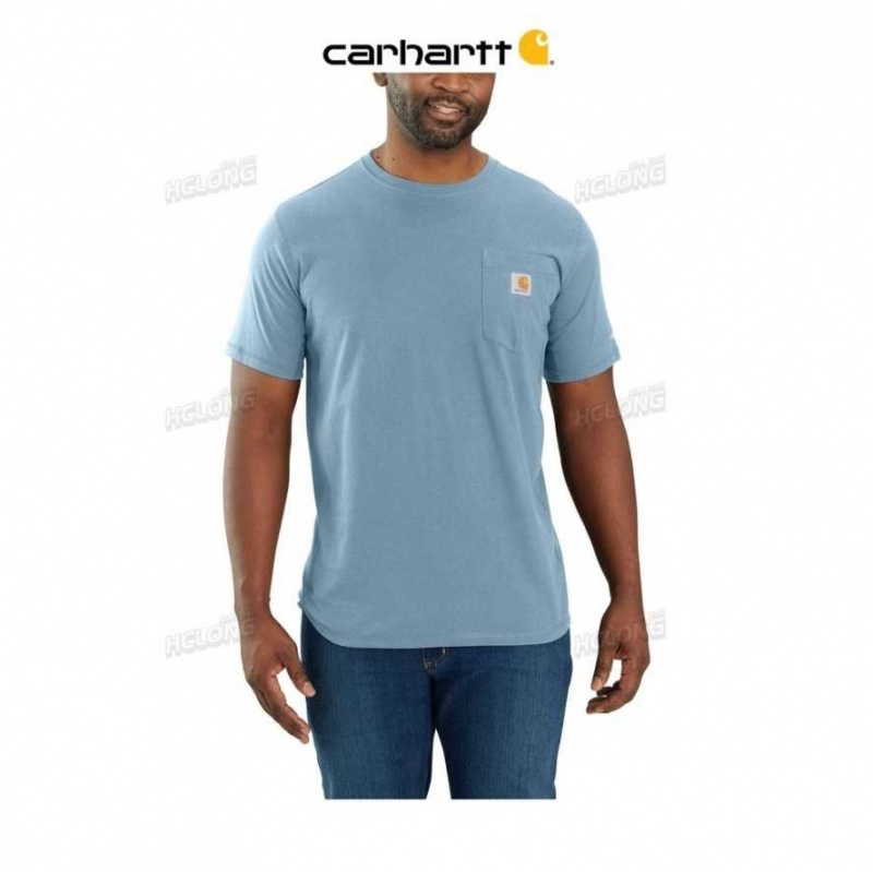 Carhartt Force Relaxed Fit Midweight Short-Sleeve Pocket T-Shirt Alpine Blue | TH0002460