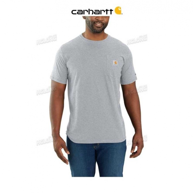 Carhartt Force Relaxed Fit Midweight Short-Sleeve Pocket T-Shirt Heather Gray | TH0002462