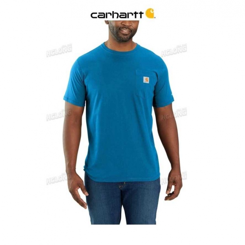 Carhartt Force Relaxed Fit Midweight Short-Sleeve Pocket T-Shirt Marine Blue | TH0002463