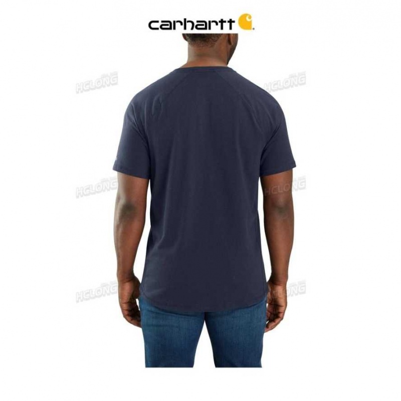 Carhartt Force Relaxed Fit Midweight Short-Sleeve Pocket T-Shirt Navy | TH0002465