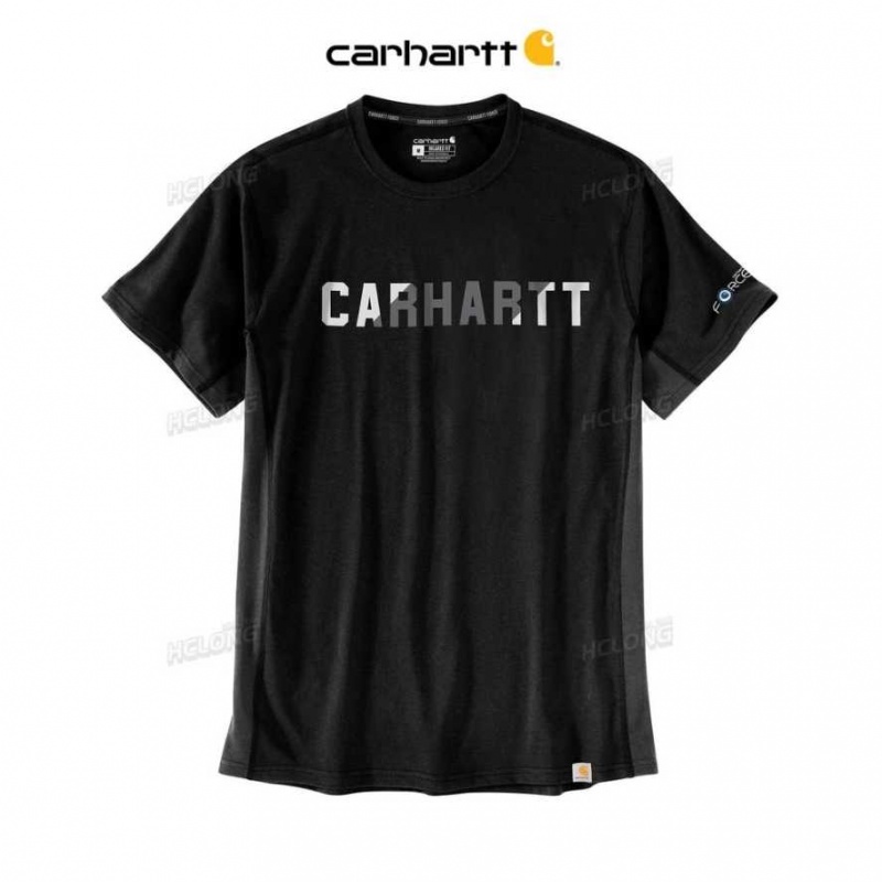 Carhartt Force Relaxed Fit Midweight Short-Sleeve Block Logo Graphic T-Shirt Black | TH0002486