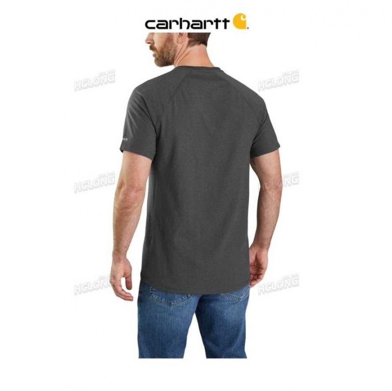 Carhartt Force Relaxed Fit Midweight Short-Sleeve Block Logo Graphic T-Shirt Carbon Heather | TH0002489