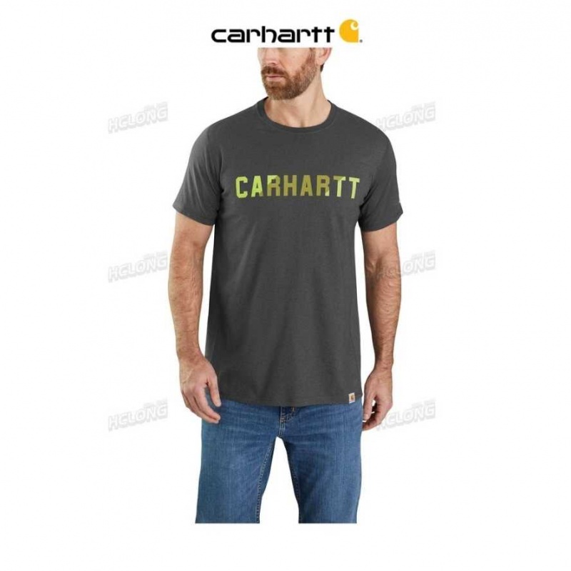 Carhartt Force Relaxed Fit Midweight Short-Sleeve Block Logo Graphic T-Shirt Carbon Heather | TH0002489