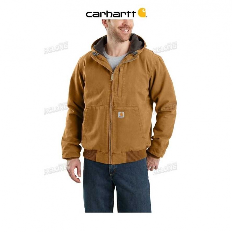 Carhartt Full Swing Loose Fit Washed Duck Fleece-Lined Active Jac Brown | TH0000140