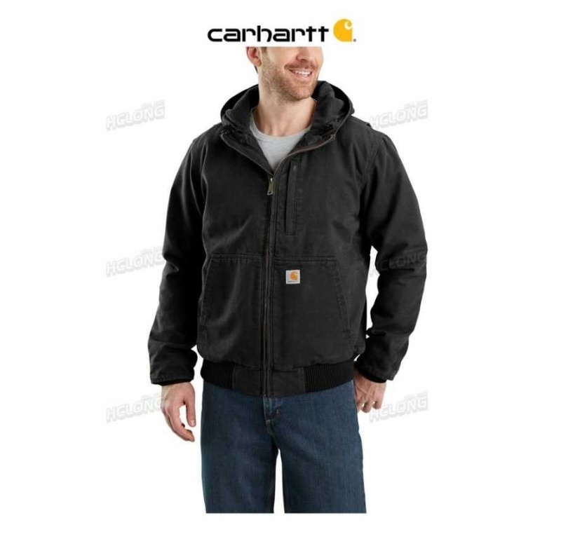 Carhartt Full Swing Loose Fit Washed Duck Fleece-Lined Active Jac Black | TH0000141