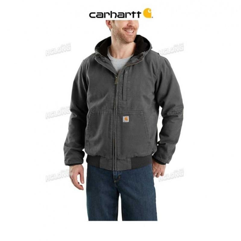 Carhartt Full Swing Loose Fit Washed Duck Fleece-Lined Active Jac Gravel | TH0000142