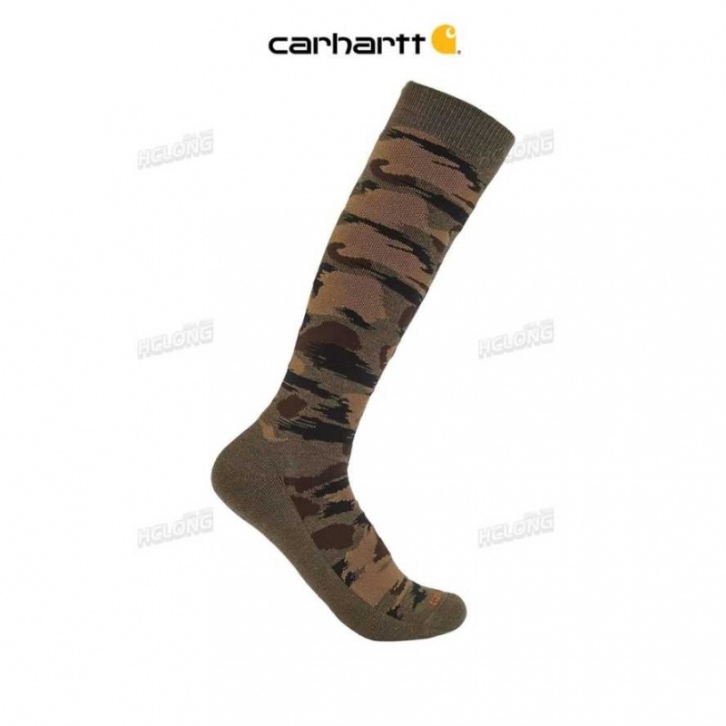 Carhartt Heavyweight Camo Over-The-Calf Sock Brown Blind Duck Camo | TH0002028