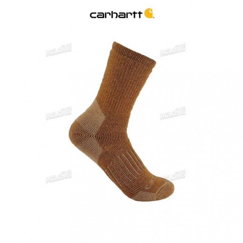 Carhartt Heavyweight Synthetic-Wool Blend Crew Sock Oiled Walnut | TH0001965