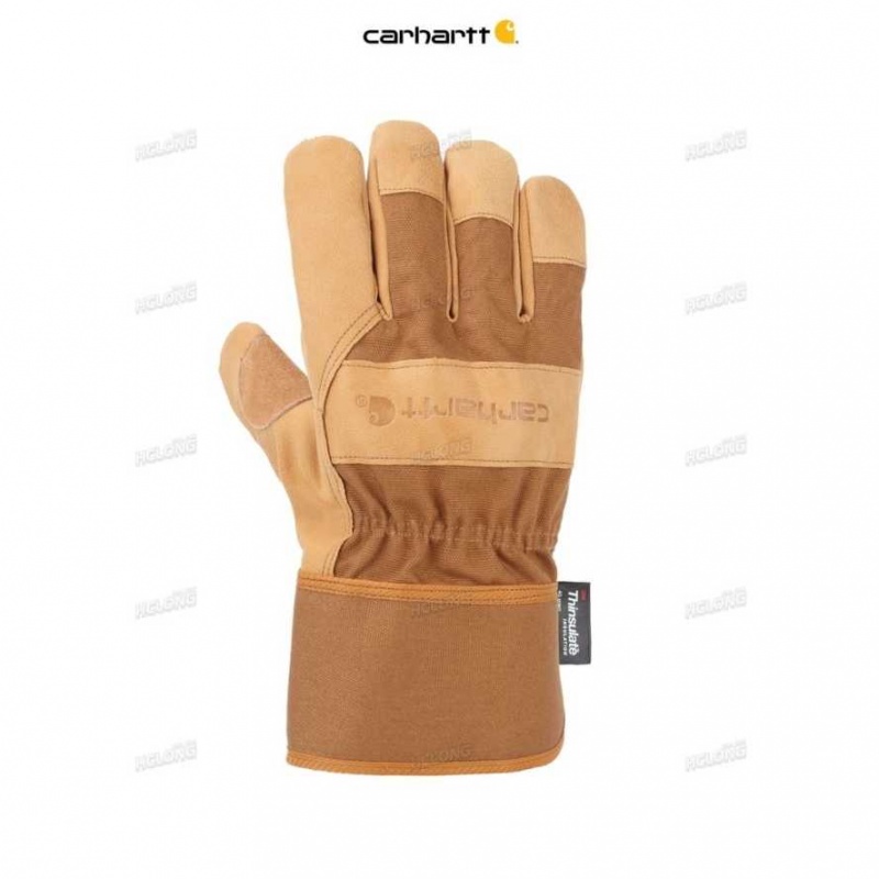 Carhartt Insulated Grain Leather Safety Cuff Work Glove Brown | TH0001098