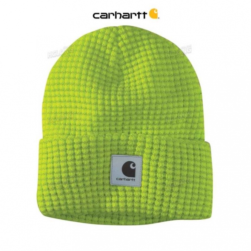 Carhartt Knit Reflective Patch Beanie Brite Lime | TH0000694