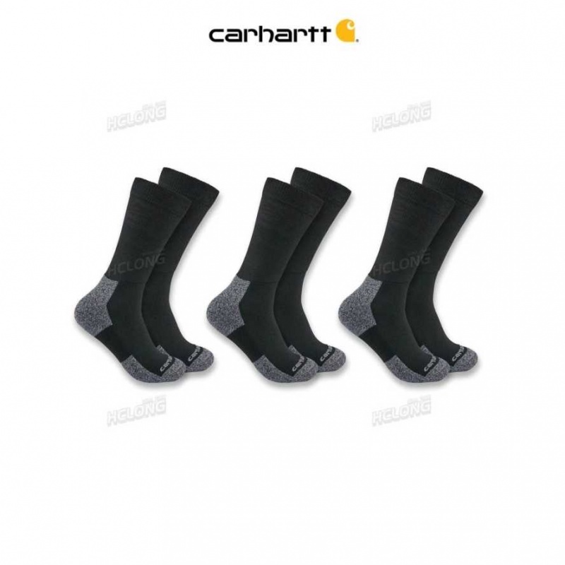 Carhartt Lightweight Stretch Top Crew Sock 3-Pack Black | TH0001952