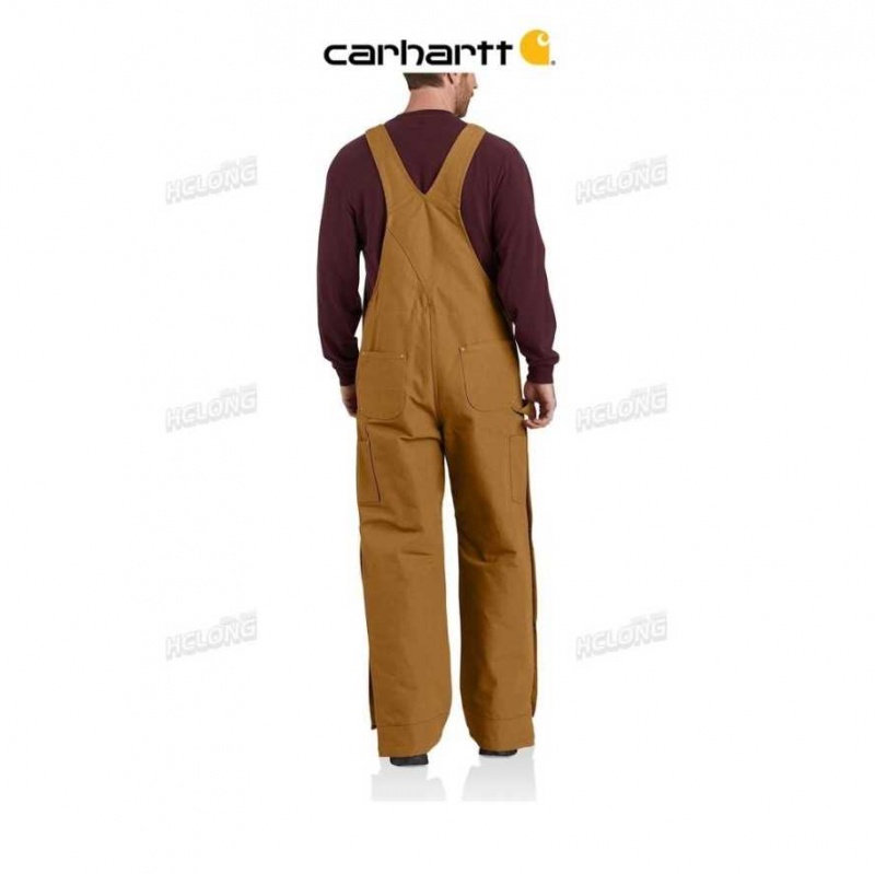 Carhartt Loose Fit Firm Duck Insulated Bib Overall Brown | TH0001314