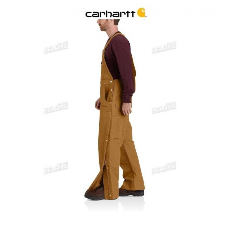 Carhartt Loose Fit Firm Duck Insulated Bib Overall Brown | TH0001314