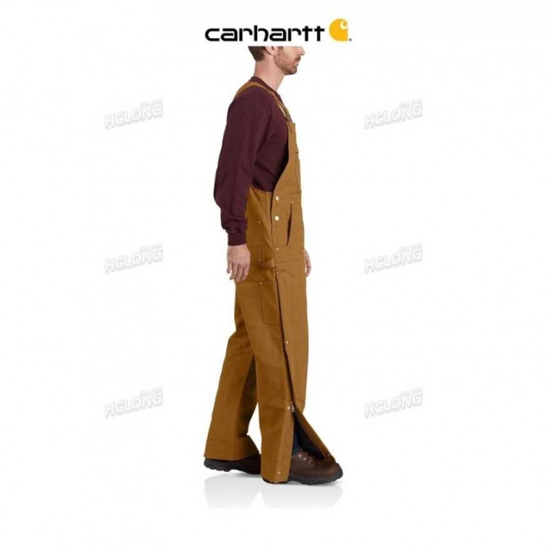 Carhartt Loose Fit Firm Duck Insulated Bib Overall Brown | TH0001314