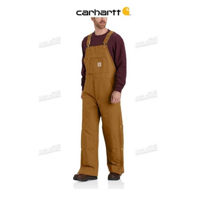 Carhartt Loose Fit Firm Duck Insulated Bib Overall Brown | TH0001314