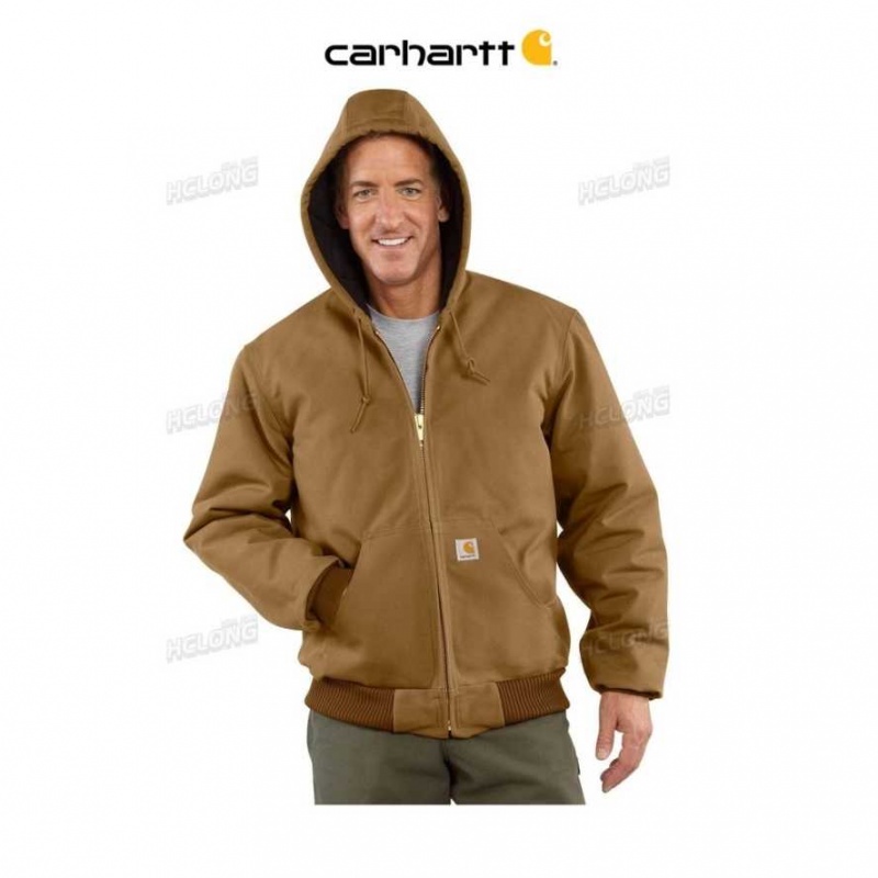 Carhartt Loose Fit Firm Duck Insulated Flannel-Lined Active Jac Brown | TH0000228