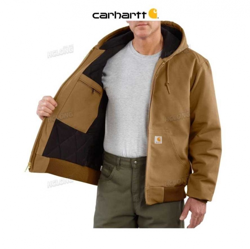 Carhartt Loose Fit Firm Duck Insulated Flannel-Lined Active Jac Brown | TH0000228