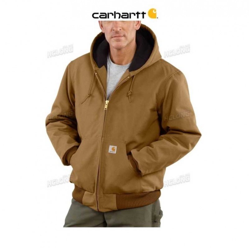 Carhartt Loose Fit Firm Duck Insulated Flannel-Lined Active Jac Brown | TH0000228