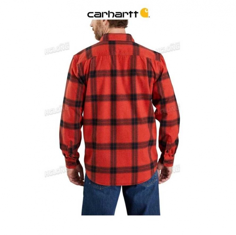 Carhartt Loose Fit Heavyweight Flannel Long-Sleeve Plaid Shirt Chili Pepper | TH0002514