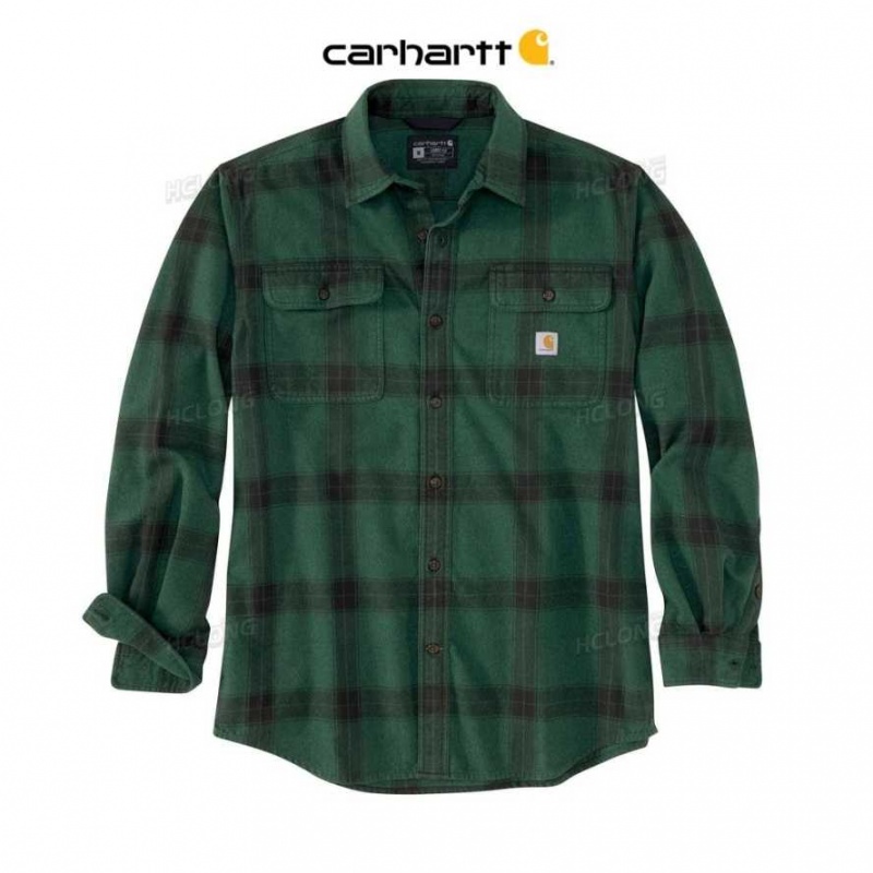 Carhartt Loose Fit Heavyweight Flannel Long-Sleeve Plaid Shirt North Woods | TH0002515