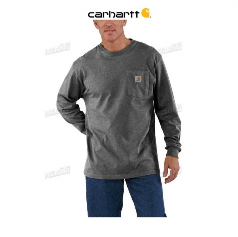 Carhartt Loose Fit Heavyweight Long-Sleeve Pocket T-Shirt Carbon Heather | TH0002538