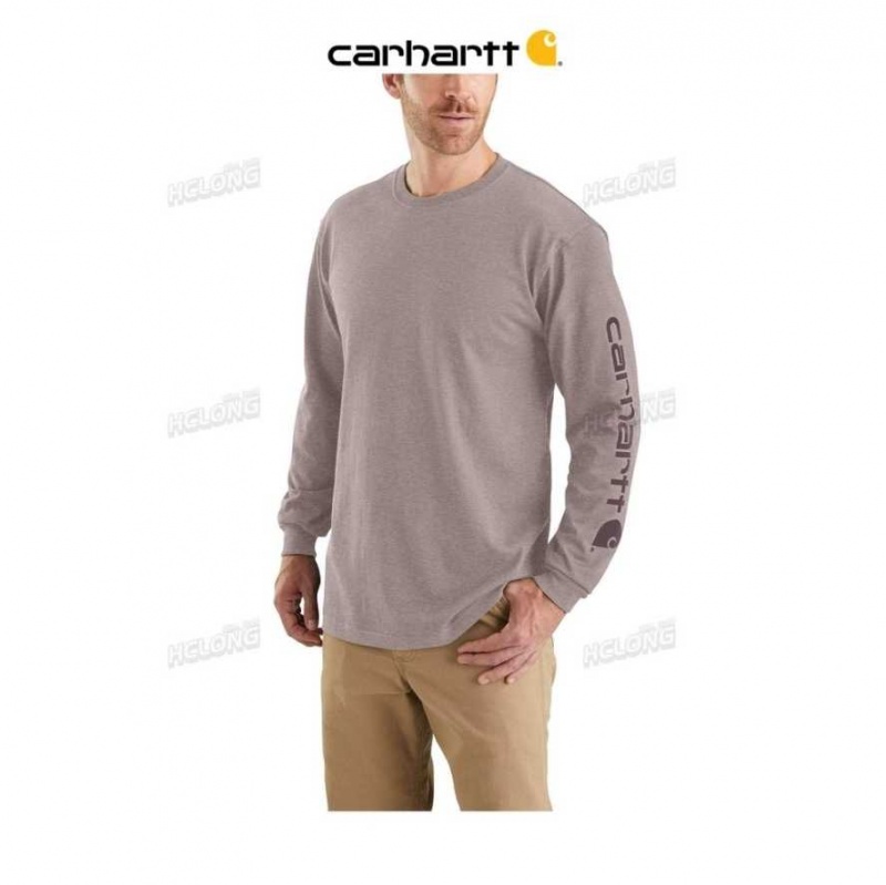 Carhartt Loose Fit Heavyweight Long-Sleeve Logo Sleeve Graphic T-Shirt Ash Violet Heather | TH0002567