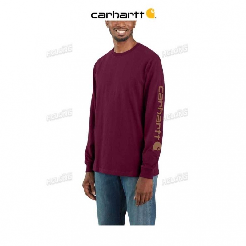 Carhartt Loose Fit Heavyweight Long-Sleeve Logo Sleeve Graphic T-Shirt Port | TH0002572