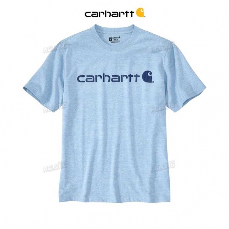 Carhartt Loose Fit Heavyweight Short-Sleeve Logo Graphic T-Shirt Alpine Blue Snow Heather | TH0002555