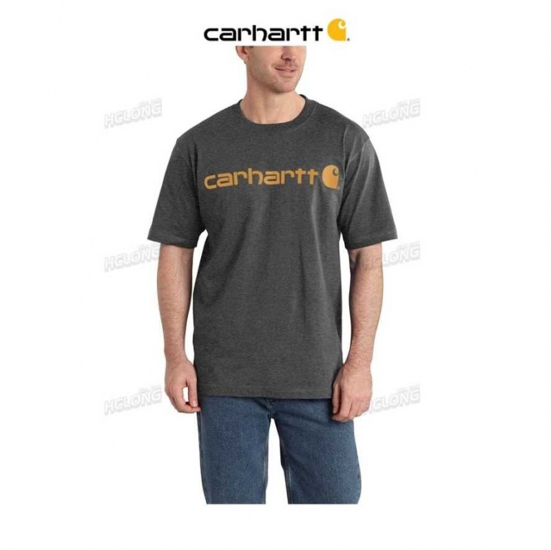 Carhartt Loose Fit Heavyweight Short-Sleeve Logo Graphic T-Shirt Carbon Heather | TH0002558