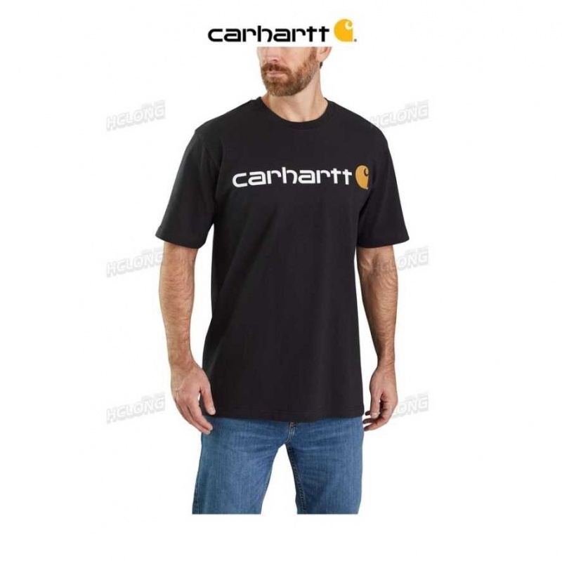 Carhartt Loose Fit Heavyweight Short-Sleeve Logo Graphic T-Shirt Black | TH0002560