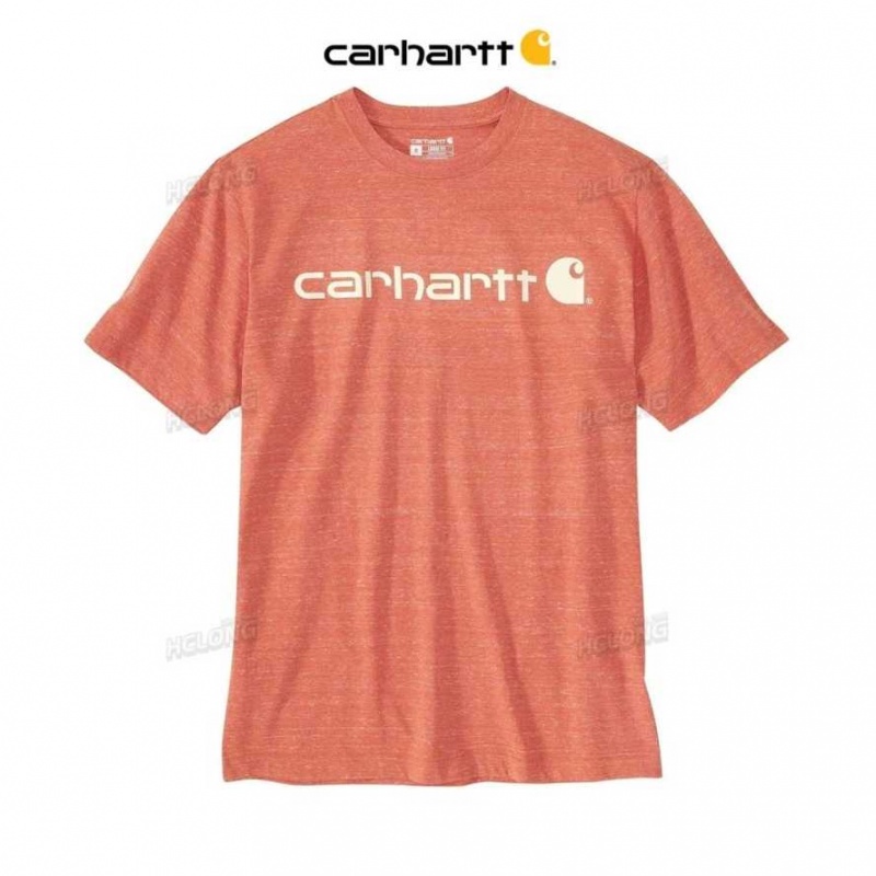 Carhartt Loose Fit Heavyweight Short-Sleeve Logo Graphic T-Shirt Desert Orange Snow Heather | TH0002562