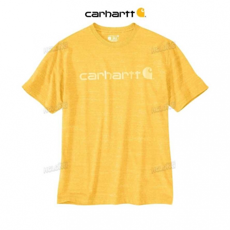 Carhartt Loose Fit Heavyweight Short-Sleeve Logo Graphic T-Shirt Solar Yellow Snow Heather | TH0002563