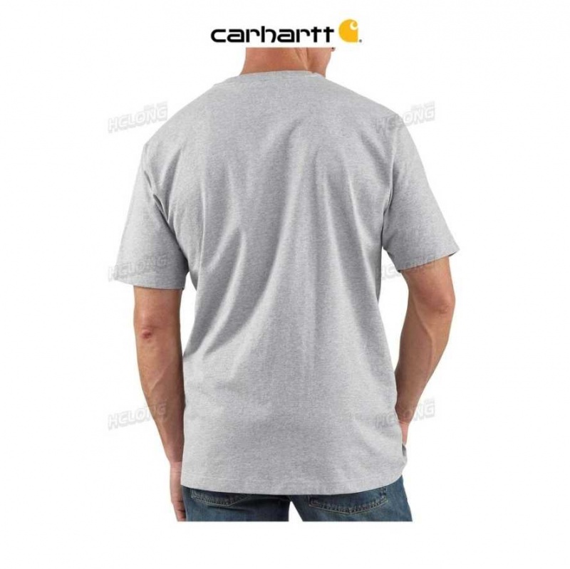 Carhartt Loose Fit Heavyweight Short-Sleeve Pocket Henley T-Shirt Heather Gray | TH0002581