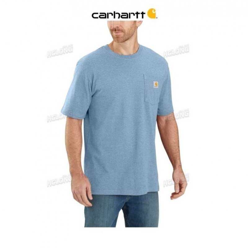 Carhartt Loose Fit Heavyweight Short-Sleeve Pocket T-Shirt Alpine Blue Heather | TH0002593