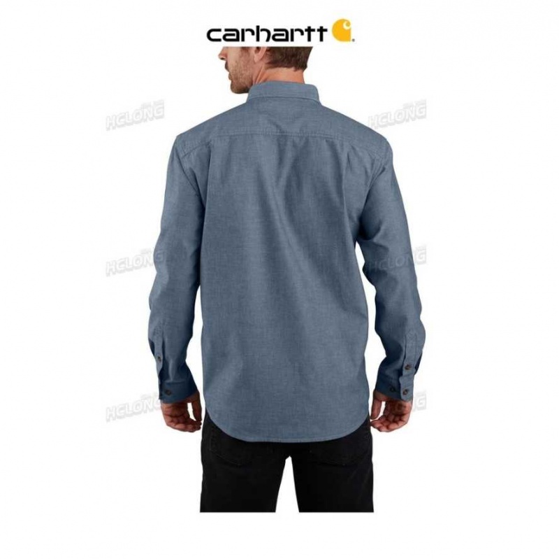 Carhartt Loose Fit Midweight Chambray Long-Sleeve Shirt Denim Blue Chambray | TH0002436