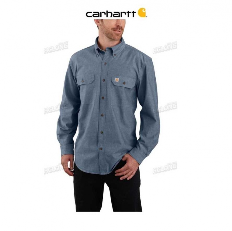 Carhartt Loose Fit Midweight Chambray Long-Sleeve Shirt Denim Blue Chambray | TH0002436