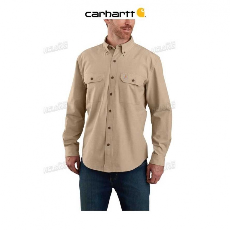 Carhartt Loose Fit Midweight Chambray Long-Sleeve Shirt Dark Tan Chambray | TH0002438