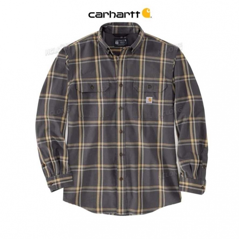 Carhartt Loose Fit Midweight Chambray Long-Sleeve Plaid Shirt Shadow | TH0000838