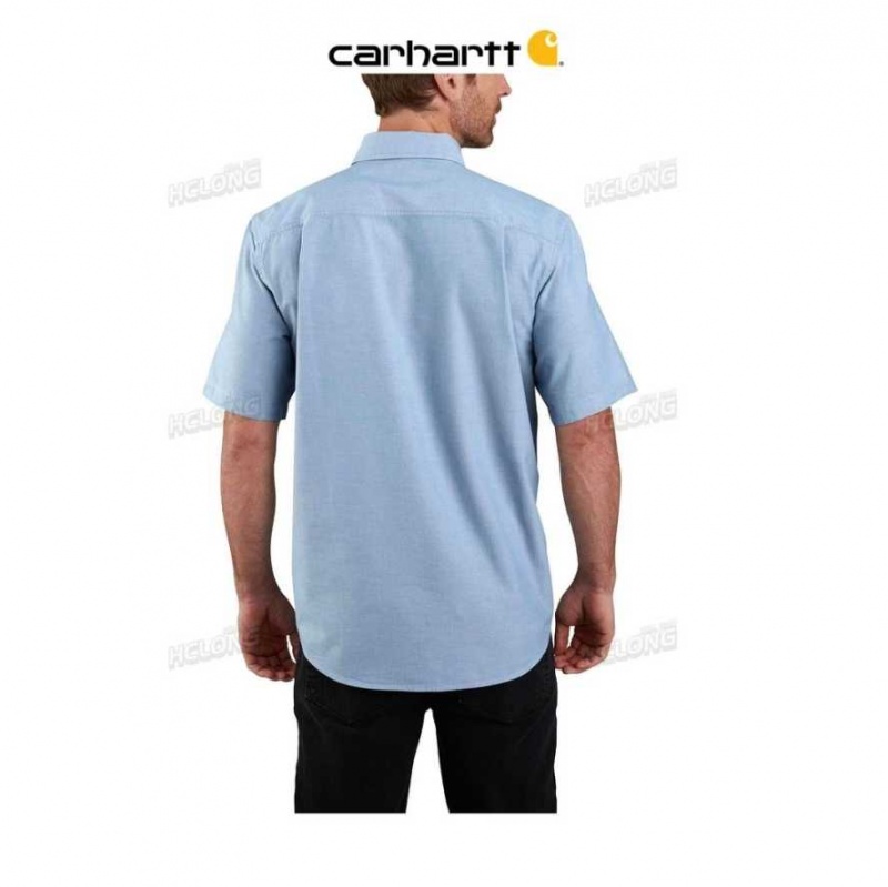 Carhartt Loose Fit Midweight Chambray Short-Sleeve Shirt Ceil Blue | TH0002442