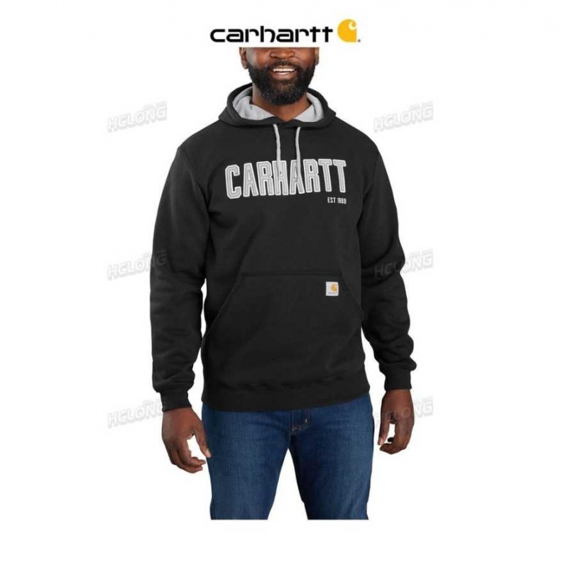 Carhartt Loose Fit Midweight Felt Logo Graphic Sweatshirt Black | TH0000475