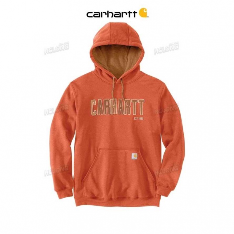 Carhartt Loose Fit Midweight Felt Logo Graphic Sweatshirt Desert Orange Heather | TH0000476