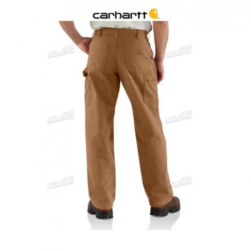 Carhartt Loose Fit Washed Duck Flannel-Lined Utility Work Pant Brown | TH0001667