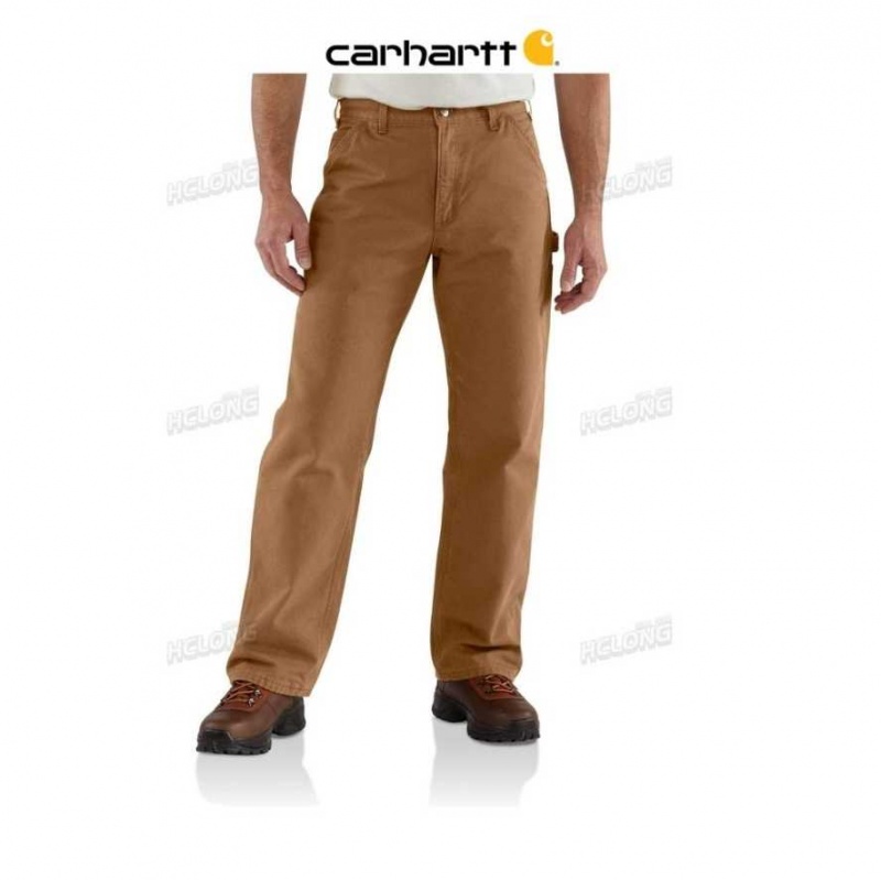 Carhartt Loose Fit Washed Duck Flannel-Lined Utility Work Pant Brown | TH0001667